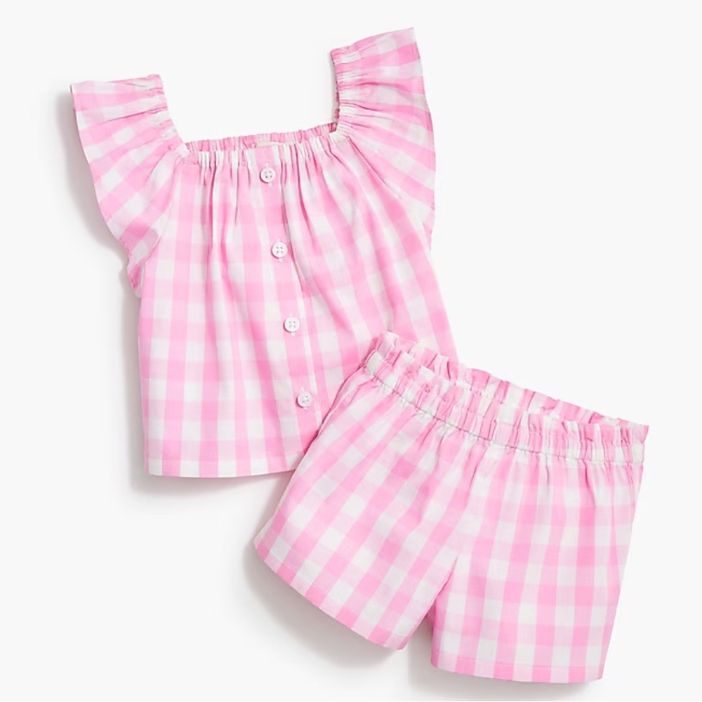 NWT Pink Gingham Top and Shorts Set